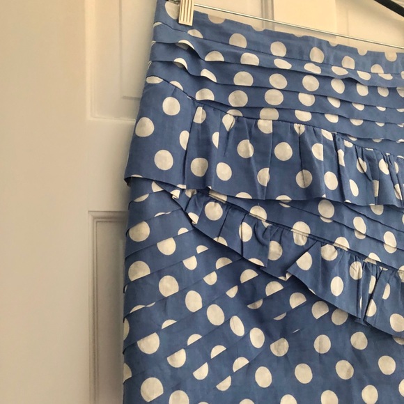 Leifsdottir Anthropologie Polka Dot Ruffle Pencil Skirt - Picture 3 of 9